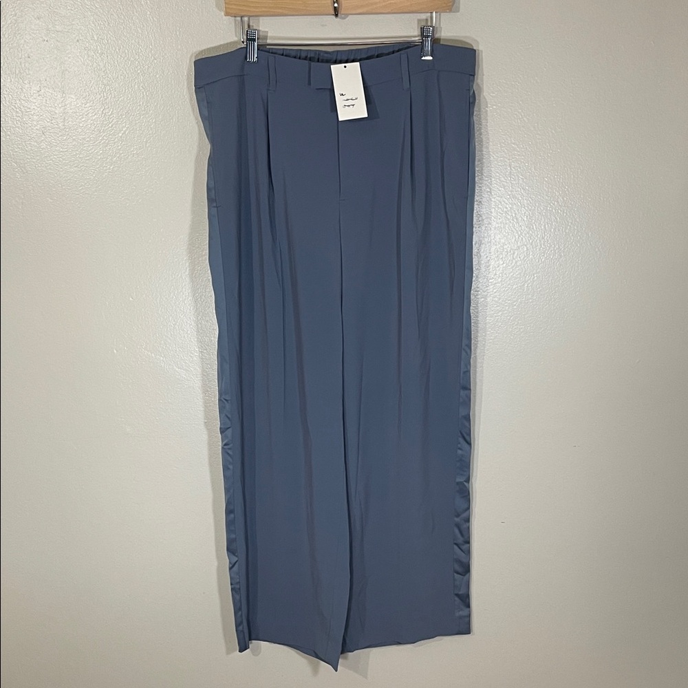 a new day Slate-Blue Wide Leg Trousers with Side Trim
